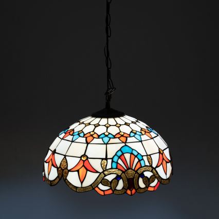 Brilagi - Tiffany-stil lysekrone på kæde MIRABELLA 1xE27/60W/230V Ø 40 cm