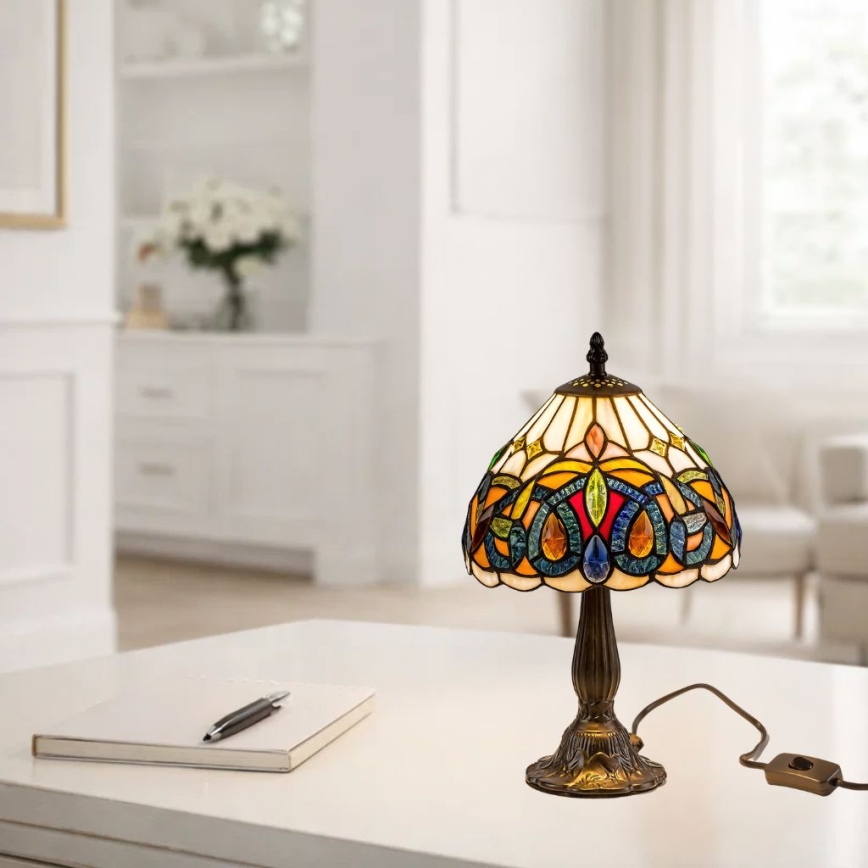 Brilagi - Tiffany-vitrajl bordlampe LUISA 1xE14/40W/230V
