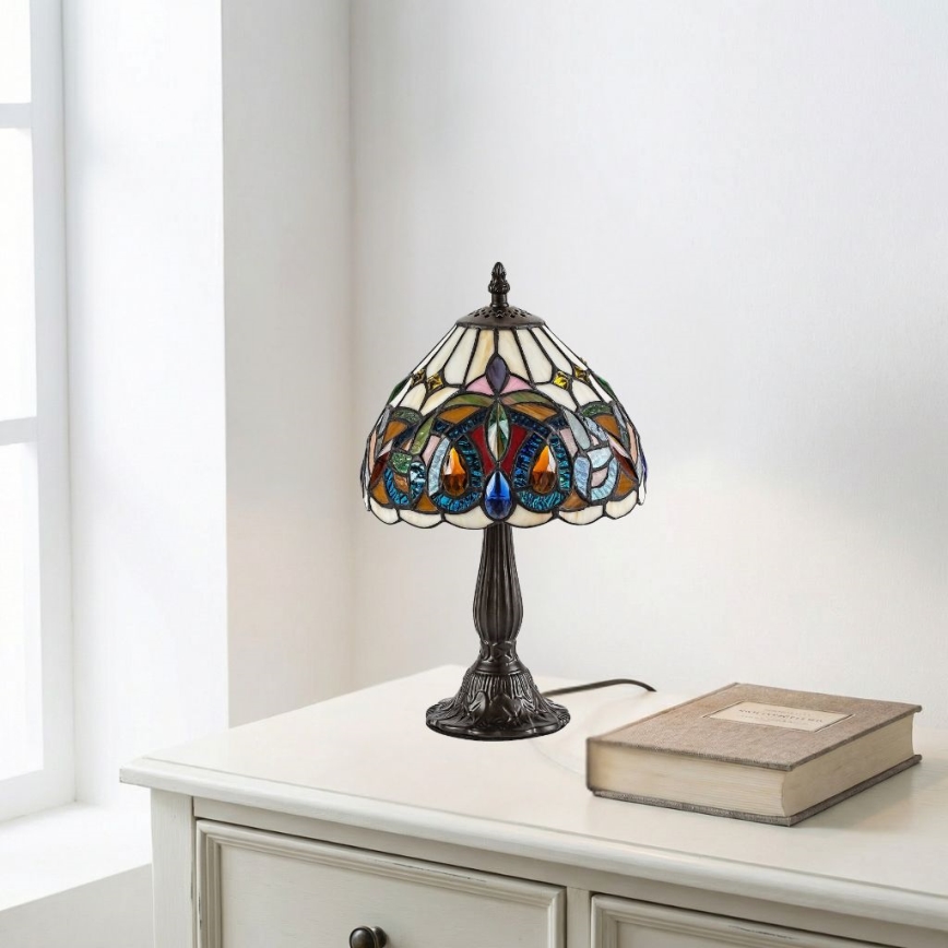 Brilagi - Tiffany-vitrajl bordlampe LUISA 1xE14/40W/230V