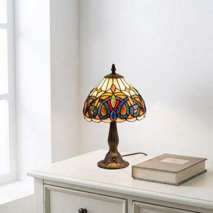 Brilagi - Tiffany-vitrajl bordlampe LUISA 1xE14/40W/230V