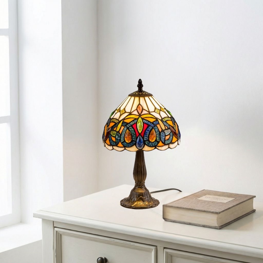 Brilagi - Tiffany-vitrajl bordlampe LUISA 1xE14/40W/230V