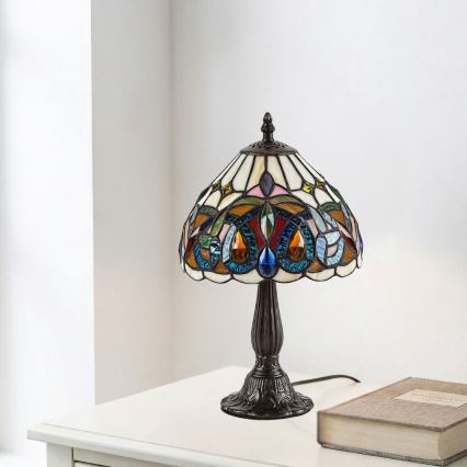 Brilagi - Tiffany-vitrajl bordlampe LUISA 1xE14/40W/230V