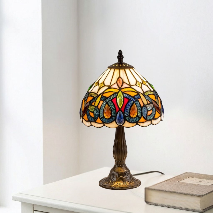 Brilagi - Tiffany-vitrajl bordlampe LUISA 1xE14/40W/230V