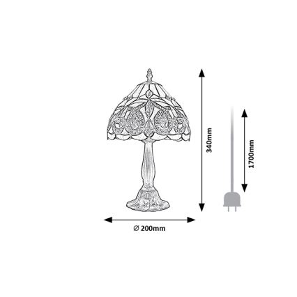 Brilagi - Tiffany-vitrajl bordlampe LUISA 1xE14/40W/230V
