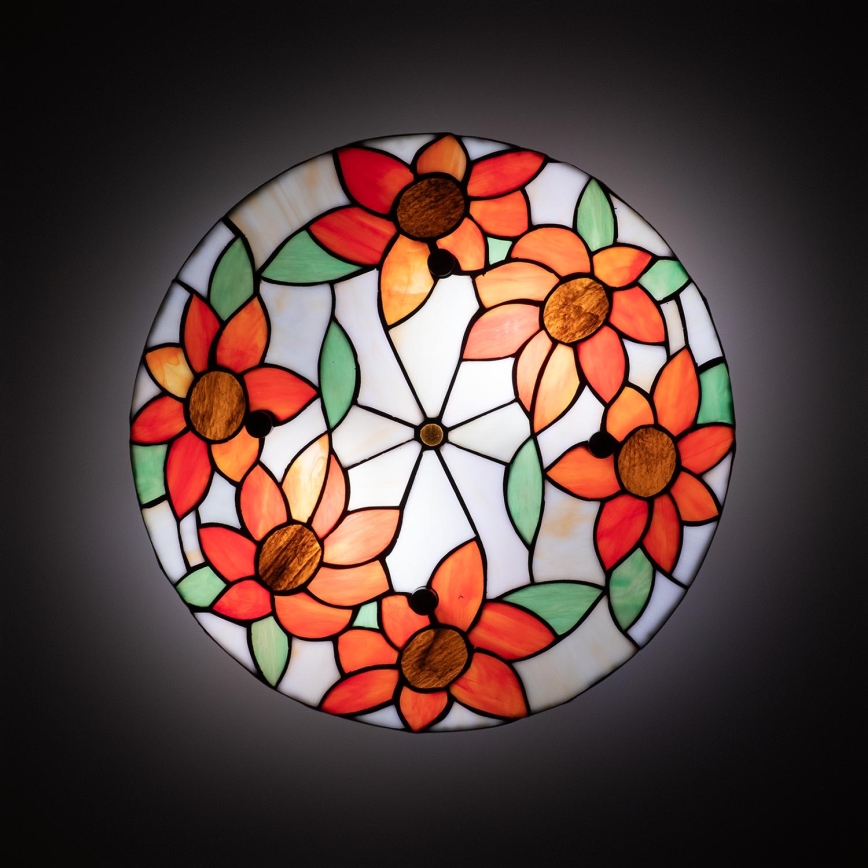 Brilagi - Tiffany-vitrajlamp SUNFLOWER 3xE27/60W/230V Ø 40 cm