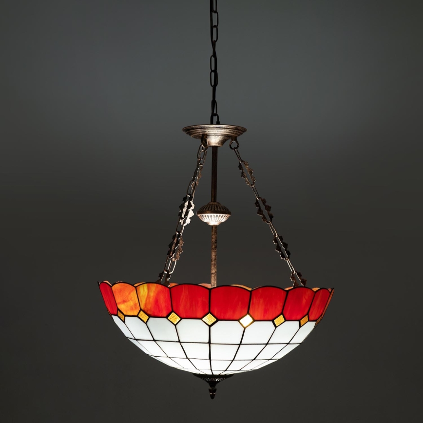 Brilagi - Tiffany-vitrajlysekrone med kæde SIENNA 3xE27/60W/230V Ø 50 cm