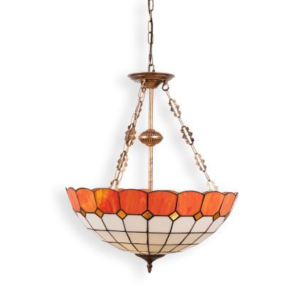 Brilagi - Tiffany-vitrajlysekrone med kæde SIENNA 3xE27/60W/230V Ø 50 cm