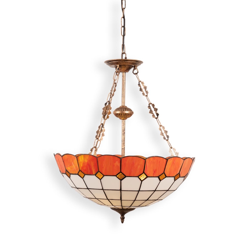 Brilagi - Tiffany-vitrajlysekrone med kæde SIENNA 3xE27/60W/230V Ø 50 cm
