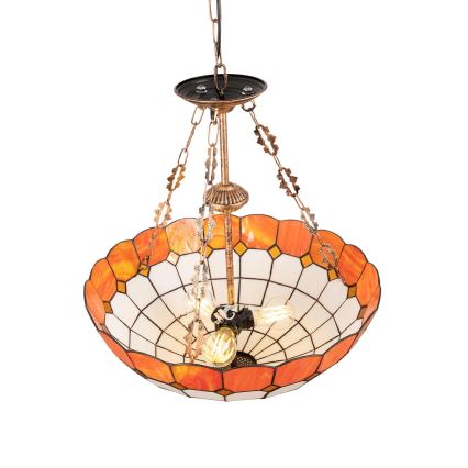 Brilagi - Tiffany-vitrajlysekrone med kæde SIENNA 3xE27/60W/230V Ø 50 cm
