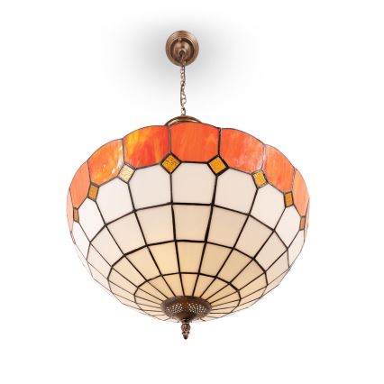 Brilagi - Tiffany-vitrajlysekrone med kæde SIENNA 3xE27/60W/230V Ø 50 cm