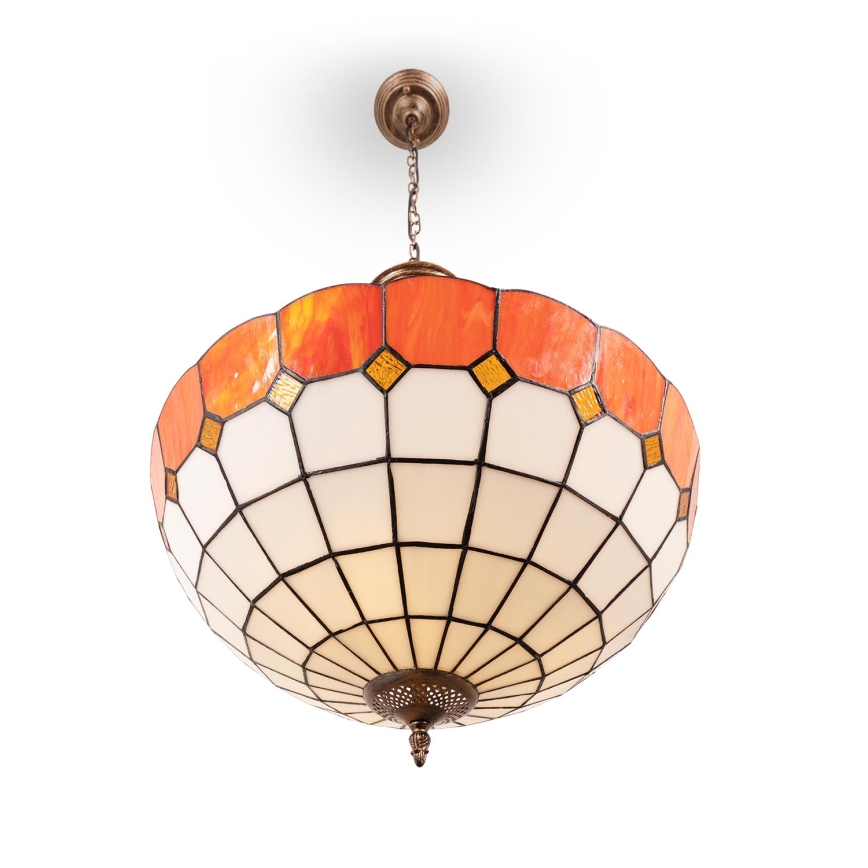 Brilagi - Tiffany-vitrajlysekrone med kæde SIENNA 3xE27/60W/230V Ø 50 cm