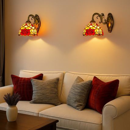 Brilagi - Tiffany-væglampe i glasmosaik GARLAN 1xE27/40W/230V