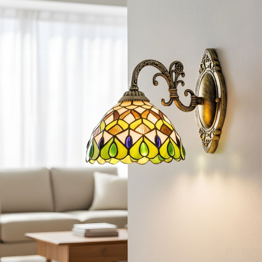 Brilagi - Tiffany-væglampe med glasmosaik MARGARET 1xE27/40W/230V