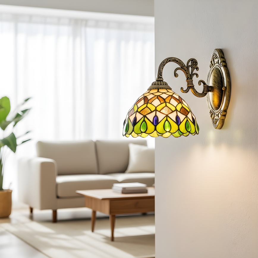 Brilagi - Tiffany-væglampe med glasmosaik MARGARET 1xE27/40W/230V