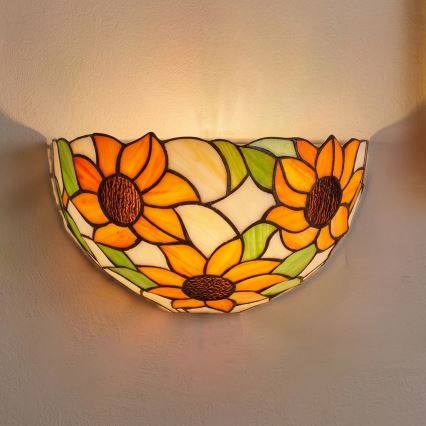 BRILAGI - Tiffany-væglampe med glasmosaik SUNFLOWER 1xE14/40W/230V