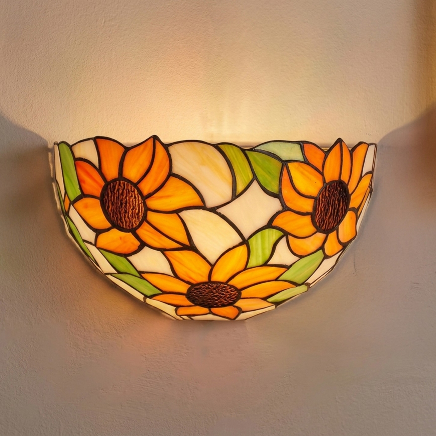 BRILAGI - Tiffany-væglampe med glasmosaik SUNFLOWER 1xE14/40W/230V