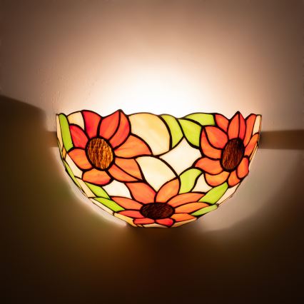 BRILAGI - Tiffany-væglampe med glasmosaik SUNFLOWER 1xE14/40W/230V