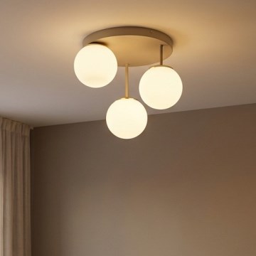 Brilagi - Tætmonteret loftlampe MILO ECRU 3xE27/60W/230V beige/guld