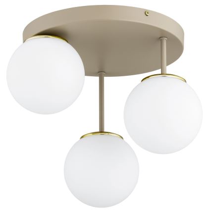 Brilagi - Tætmonteret loftlampe MILO ECRU 3xE27/60W/230V beige/guld