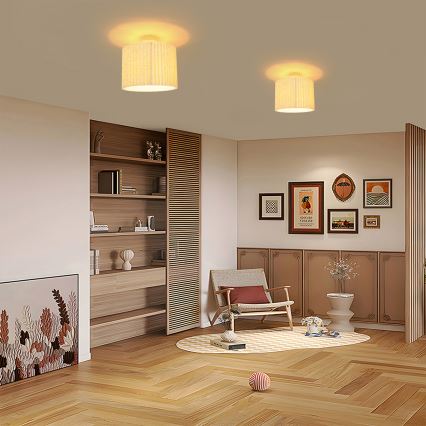 Brilagi - Tætmonteret loftlampe NORDIC WAVE 1xE27/15W/230V Ø 32 cm hør/hvid