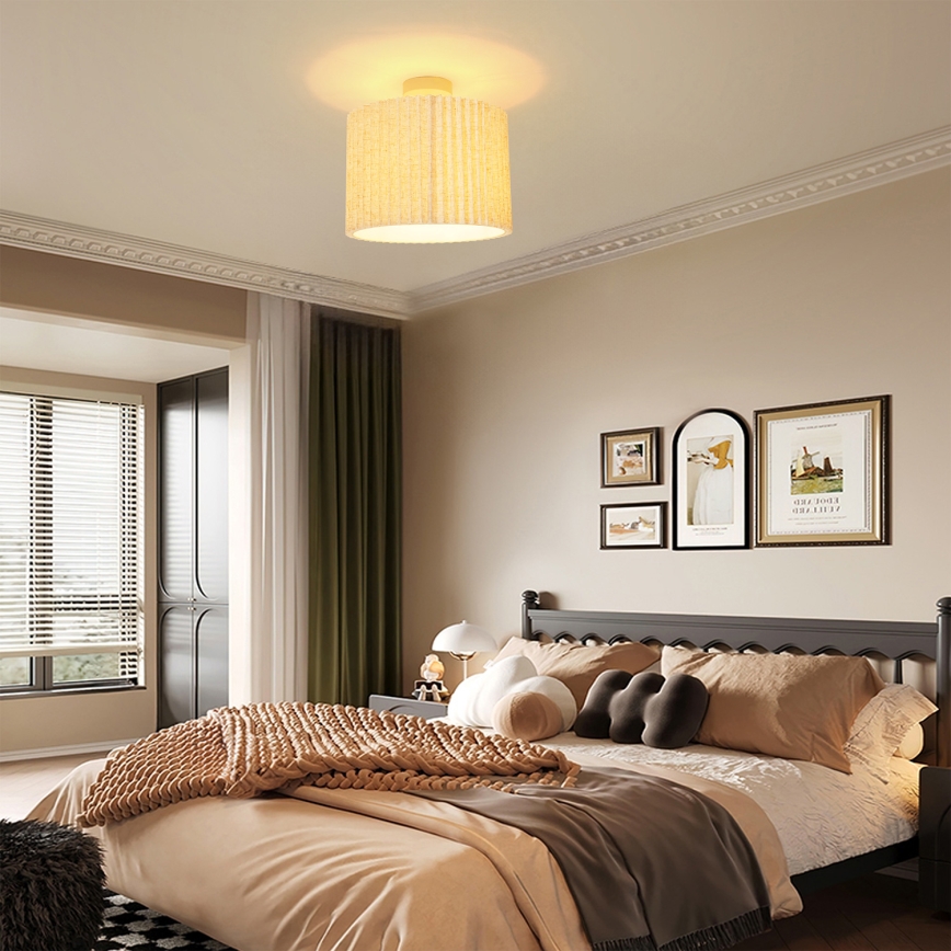 Brilagi - Tætmonteret loftlampe NORDIC WAVE 1xE27/15W/230V Ø 32 cm hør/hvid