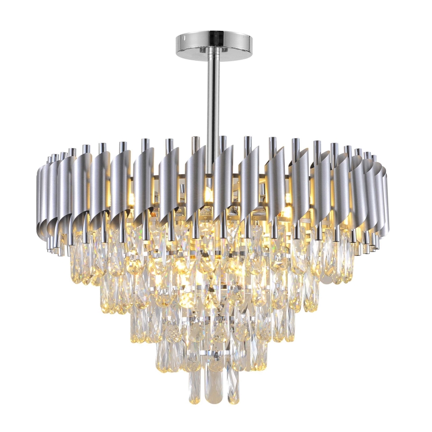 BRILAGI - Tætmonteret lysekrone ECLIPSE 9xE14/10W/230V Ø 58 cm sølv