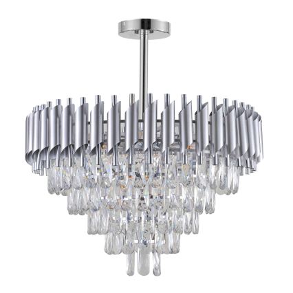BRILAGI - Tætmonteret lysekrone ECLIPSE 9xE14/10W/230V Ø 58 cm sølv