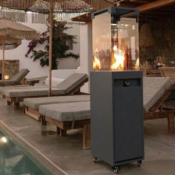 Brilagi - Udendørs gaspejs FLARO GAS 142x36 cm 8 kW 1xAAA sort + beskyttelsesovertræk