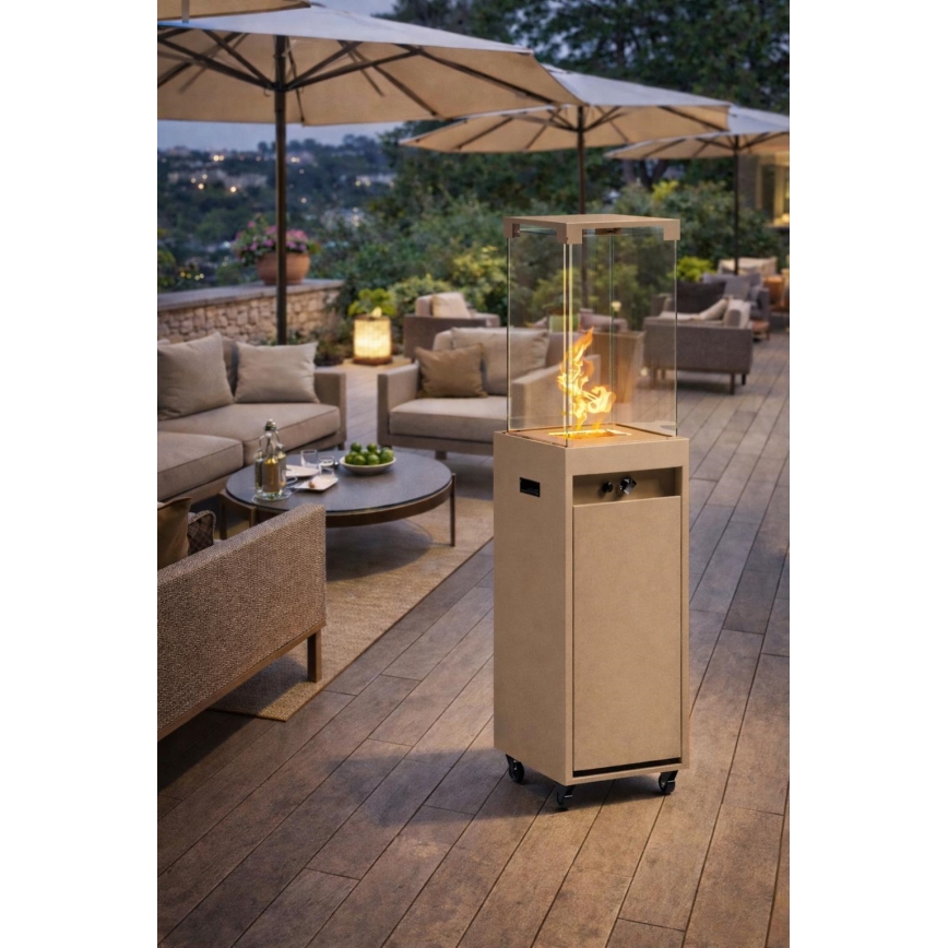 Brilagi - Udendørs gaspejs FLARO GAS 142x36 cm 8 kW 1x AAA beige + beskyttelsesbetræk
