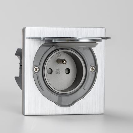 Brilagi - Udendørs indbygget gulv socket IP55 mat krom firkantet