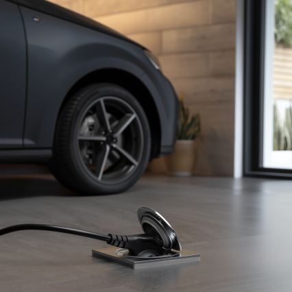 Brilagi - Udendørs indbygget gulv socket IP55 mat krom firkantet