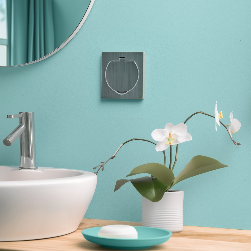 Brilagi - Udendørs indbygget gulv socket IP55 mat krom firkantet