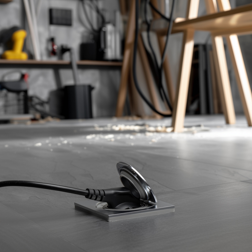 Brilagi - Udendørs indbygget gulv socket IP55 mat krom firkantet
