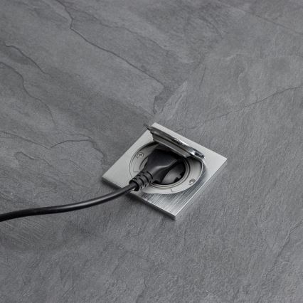 Brilagi - Udendørs indbygget gulv socket IP55 mat krom firkantet