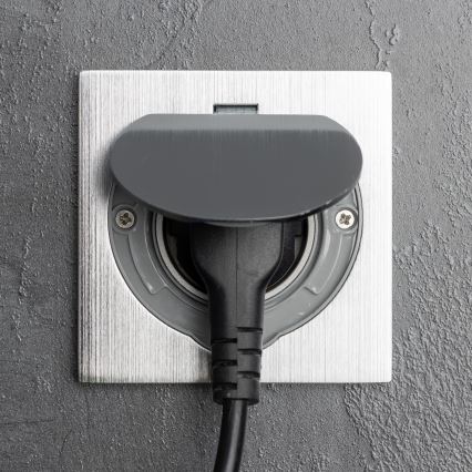 Brilagi - Udendørs indbygget gulv socket IP55 mat krom firkantet