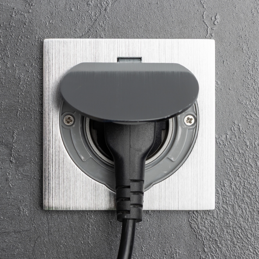 Brilagi - Udendørs indbygget gulv socket IP55 mat krom firkantet