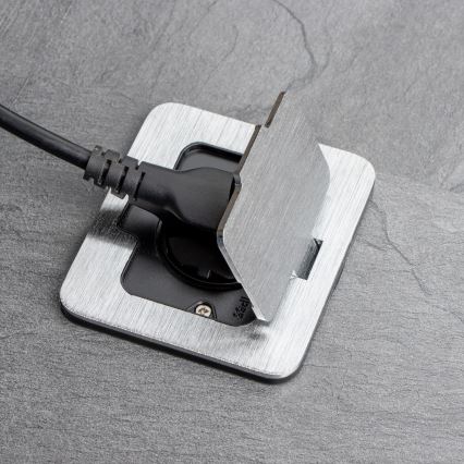 Brilagi - Udendørs indbygget gulv socket IP55 mat krom rektangulær