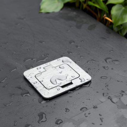 Brilagi - Udendørs indbygget gulv socket IP55 mat krom rektangulær