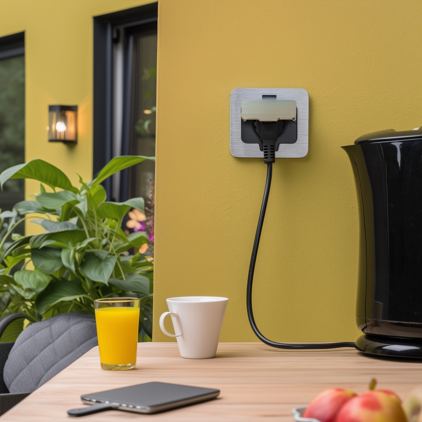 Brilagi - Udendørs indbygget gulv socket IP55 mat krom rektangulær
