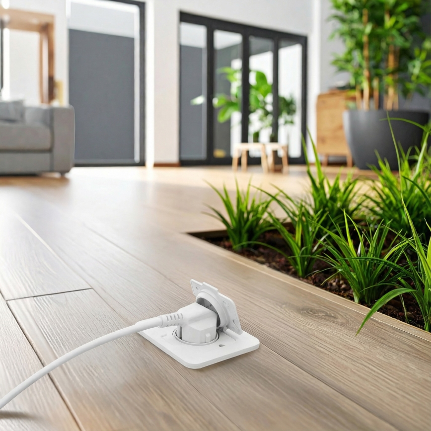 Brilagi - Udendørs indbygget gulvstikkontakt IP55, hvid, rektangulær