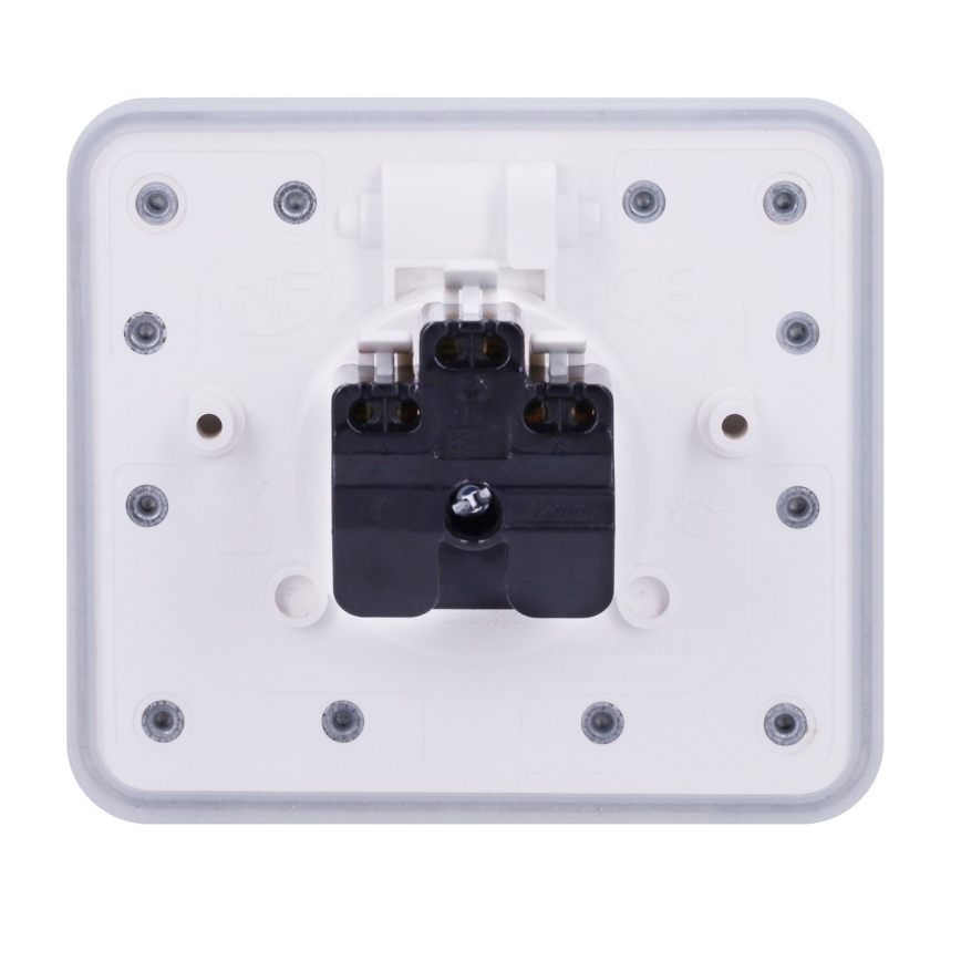 Brilagi - Udendørs indbygget gulvstikkontakt IP55, hvid, rektangulær