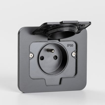 Brilagi - Udendørs indbygget gulvudtag IP55, sort, rektangulært