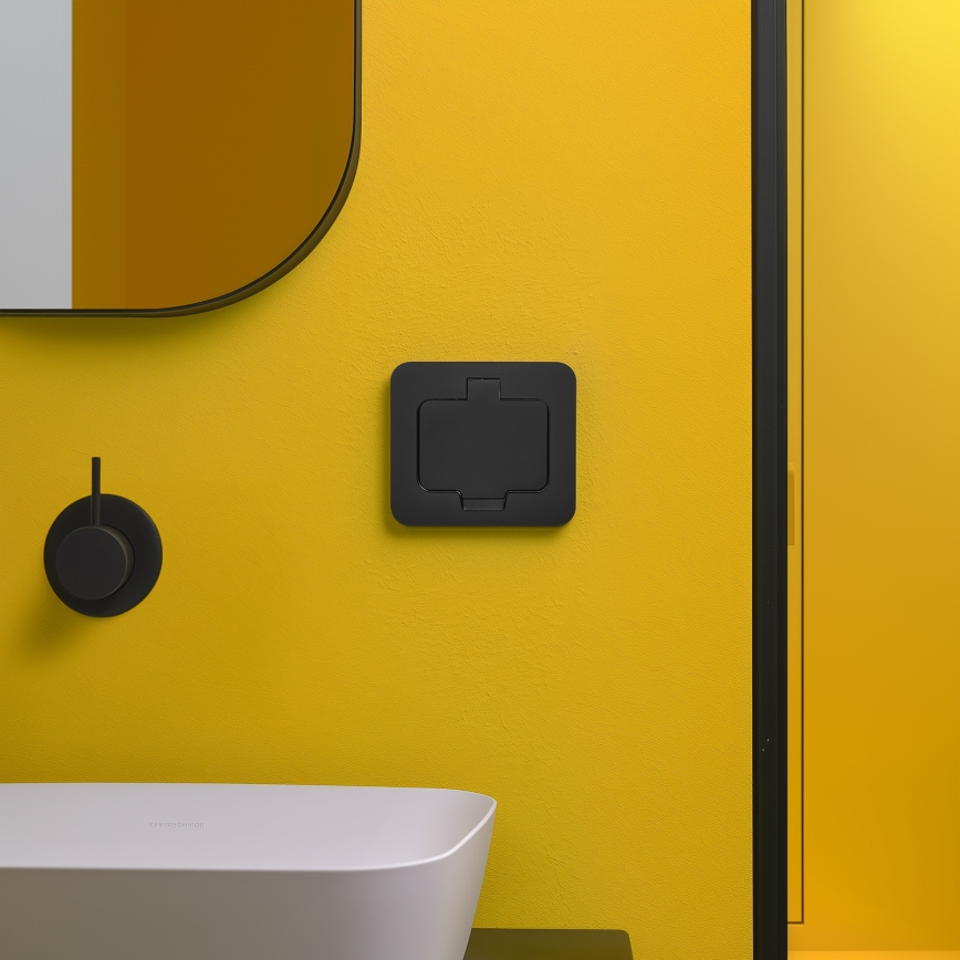 Brilagi - Udendørs indbygget gulvudtag IP55, sort, rektangulært