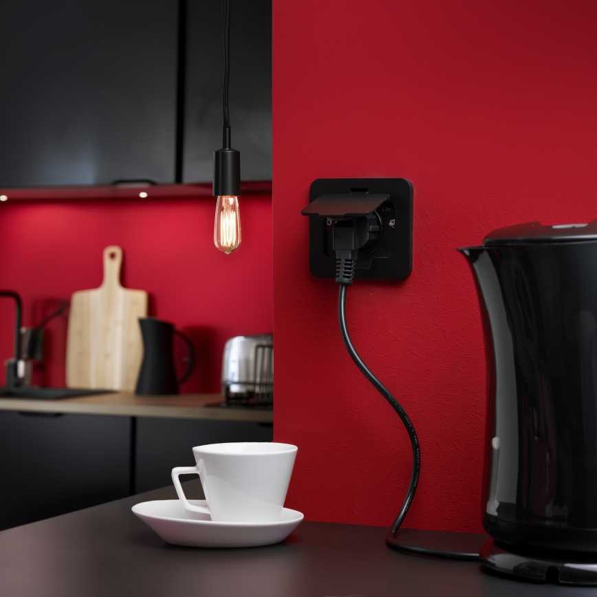 Brilagi - Udendørs indbygget gulvudtag IP55, sort, rektangulært