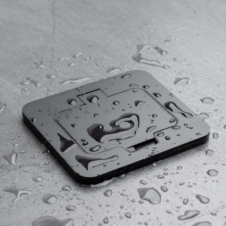 Brilagi - Udendørs indbygget gulvudtag IP55, sort, rektangulært