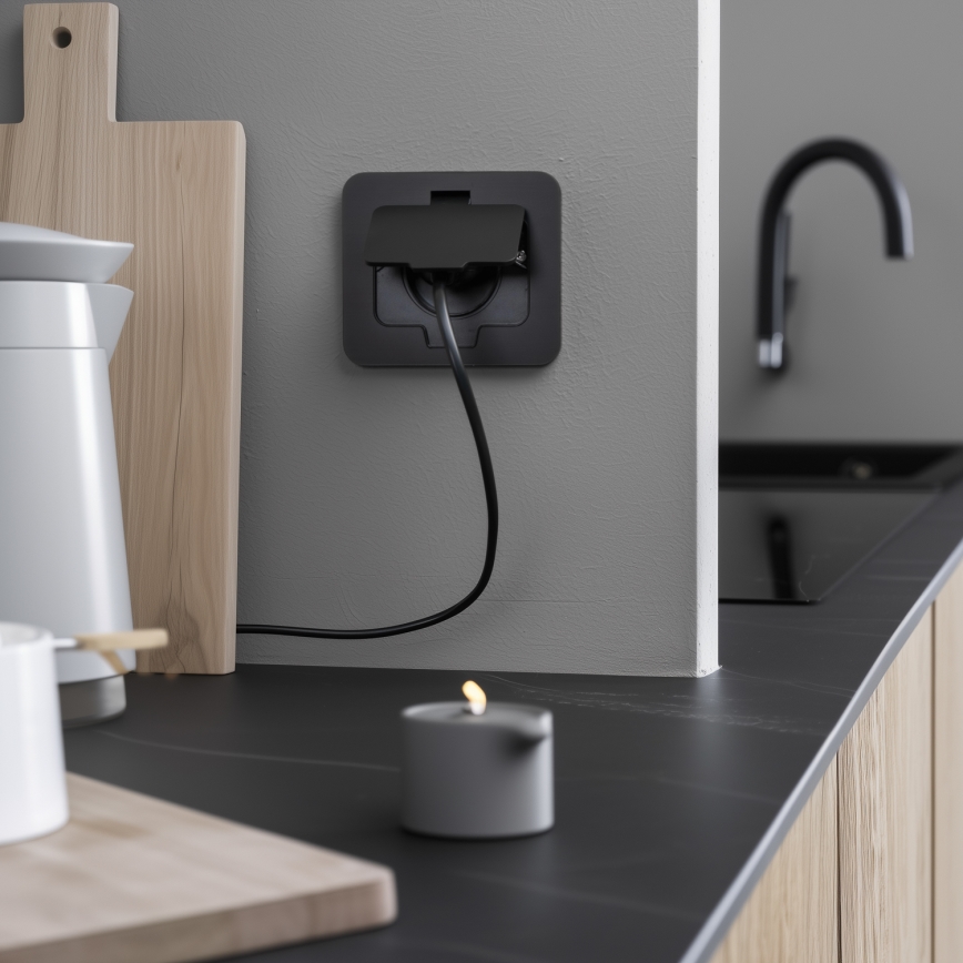 Brilagi - Udendørs indbygget gulvudtag IP55, sort, rektangulært