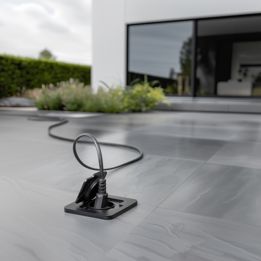 Brilagi - Udendørs indbygget gulvudtag IP55, sort, rektangulært