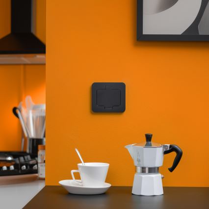 Brilagi - Udendørs indbygget gulvudtag IP55, sort, rektangulært