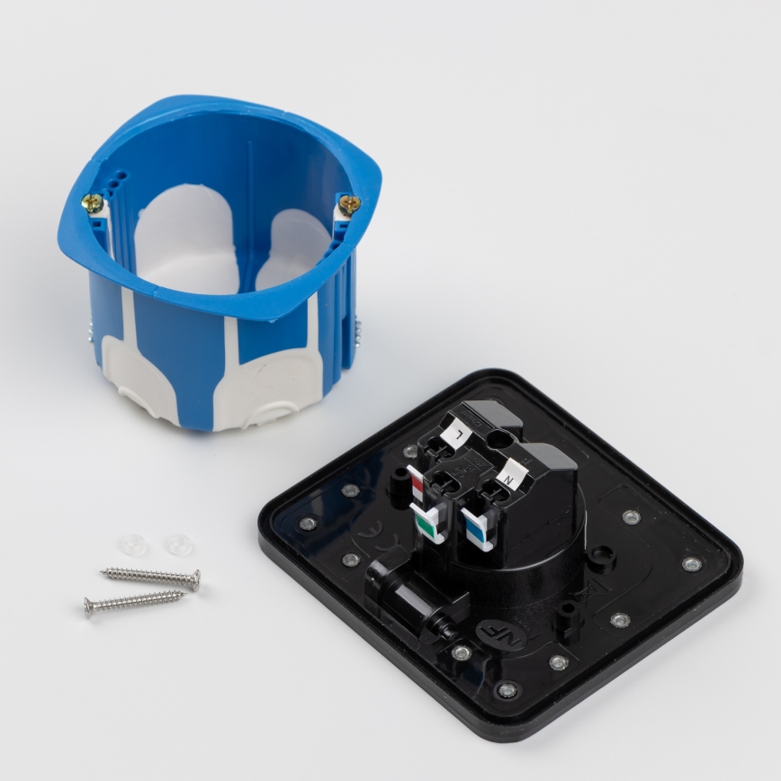 Brilagi - Udendørs indbygget gulvudtag IP55, sort, rektangulært