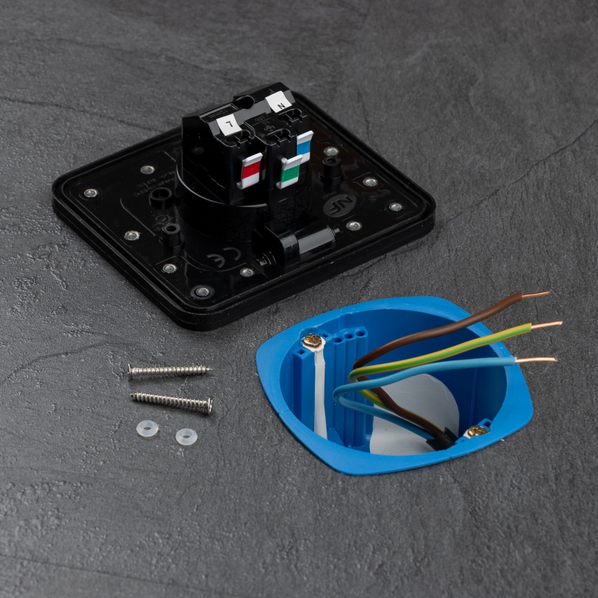 Brilagi - Udendørs indbygget gulvudtag IP55, sort, rektangulært